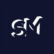 SM Initial Letter Logo In Negative Space Vector Template