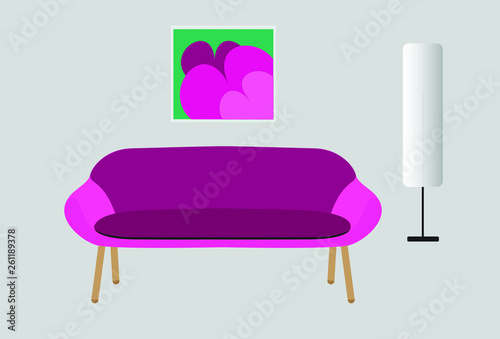 Pink And Fuchsia Retro Modern Mid Century Love Seat Or Apartment