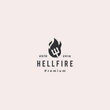 Hell Fire Pitchfork Logo Vector Icon Illustration Download