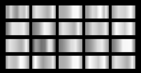 Wall Mural - silver metallic, chrome, aluminium, platinum, steel, iron metal foil texture gradient template