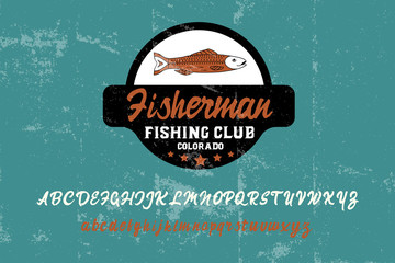 Wall Mural - Fisherman. Original typeface. You hobby, fishing, badge.	