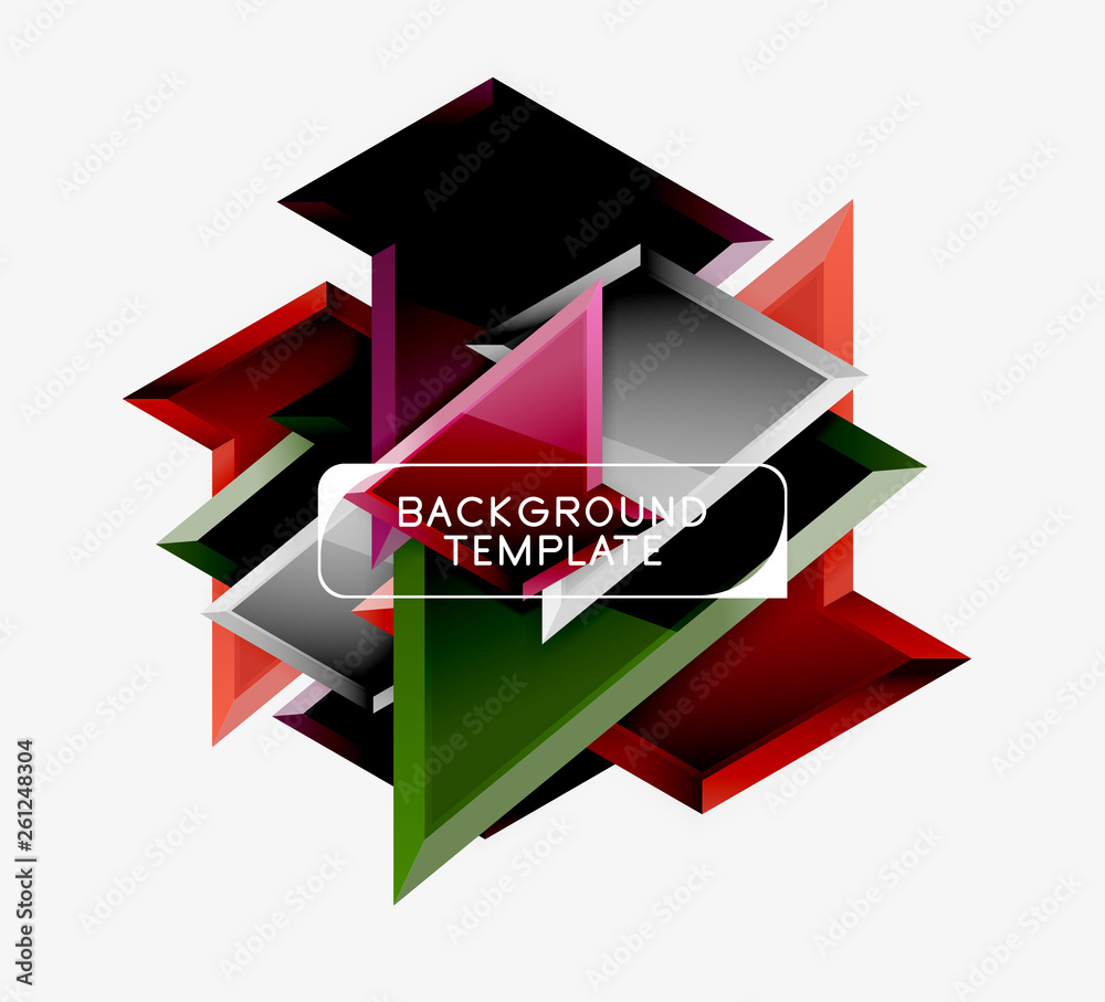 Minimal geometrical triangles with 3d effect abstract background template