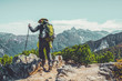 © Summit Art Creations - Epic adventure of hiker do trekking activity in mountain of Northern Japan Alps, Nagano, Japan, with panoramic nature mountain range landscape. Motivation leisure sport and discovery travel concept.