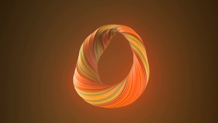 Poster - Orange colored twisted shape motion graphics background. Computer generated abstract geometric 3D render loop animation. 4K, Ultra HD resolution.