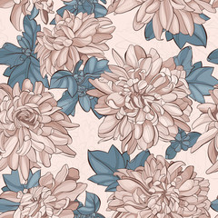 Wall Mural - Seamless pattern chrysanthemum flowers. Vector illustration