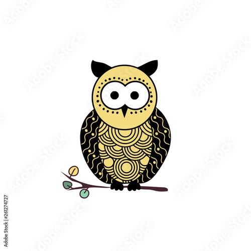 Stylized Owl Silhouette Vector Illustration Night Bird Black And