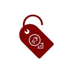 Sticker - Discount, price, sales discount, shopping,offer,  business product discount maroon color icon