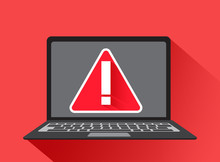 Concept Of Malware Notification Or Error. Red Alert Warning Of Spam Data, Insecure Connection, Scam, Virus