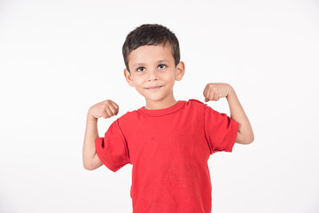 Wall Mural - Arab child standing on white background