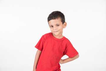 Wall Mural - Arab child standing on white background