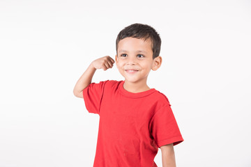 Wall Mural - Arab child standing on white background