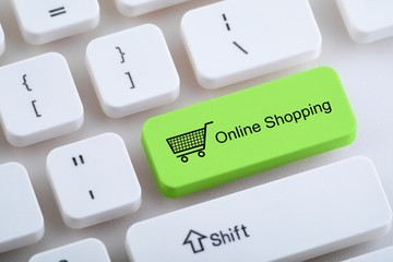 Fototapete - Computer keyboard with online shopping button