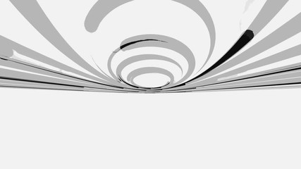 Poster - Abstract beautiful fast motion of grey and black wide curved lines on white background, seamless loop. Animation. Rotating circle and moving arcuate rays, monochrome.