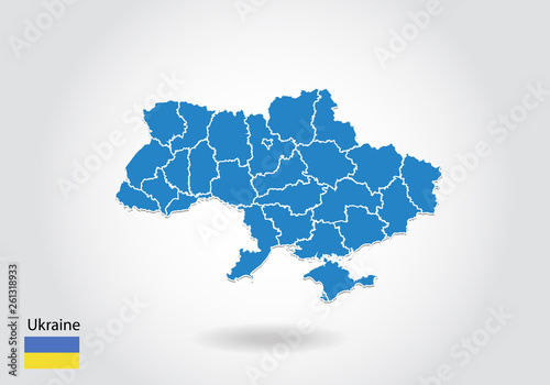 Fotomural Ukraine map design with 3D style