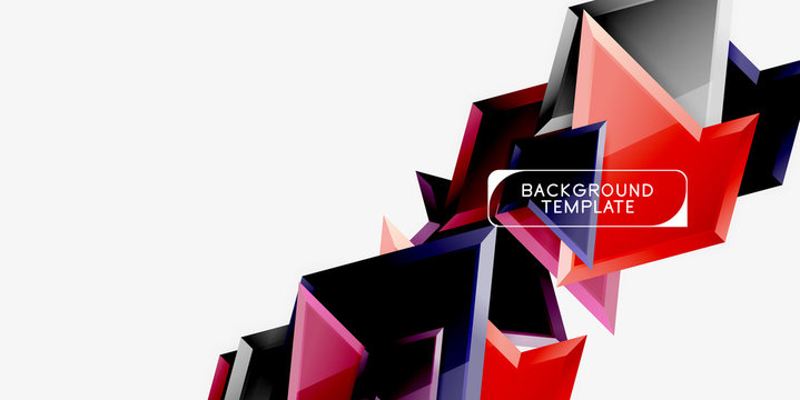 Bright colorful triangular poly 3d composition,abstract geometric background, minimal design, polygonal futuristic poster