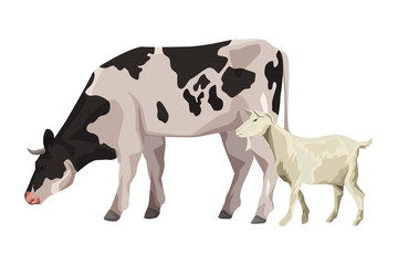 Sticker - cow and goat