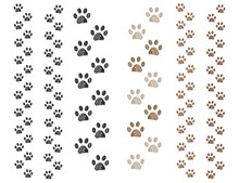 Hand Drawn Brown And Black Colored Paw Prints. Foot Prints Background