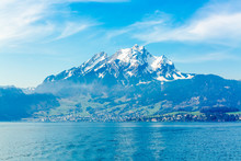 Lake Lucerne And Pilatus Mountain In Switzerland