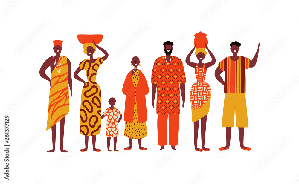 Isolated diverse african people group - obrazy, fototapety, plakaty 