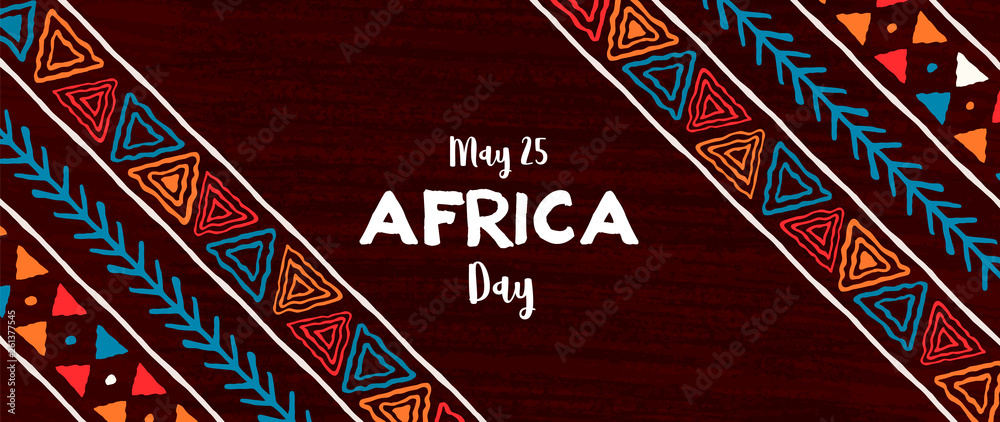 Africa Day banner of traditional african art - obrazy, fototapety, plakaty 