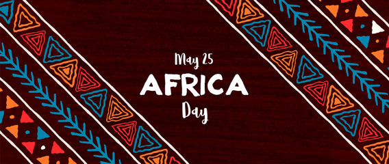 africa day banner of traditional african art
