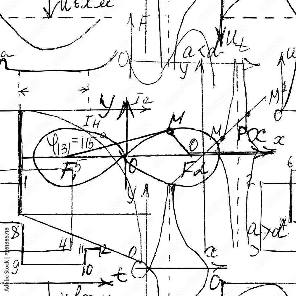 Mathematical seamless texture with handwritten math, algebra and ...