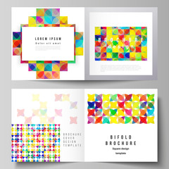 Poster - the vector illustration layout of two covers templates for square design bifold brochure, magazine, 