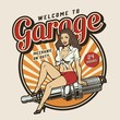 Garage service colorful print