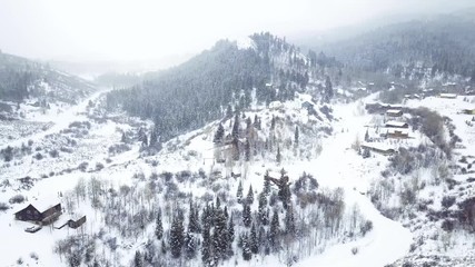 Photo Sur Toile - Aerial view of rural mountain community in the Winter.