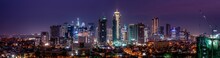 Wide Panorama Of Bonifacio Global City Skyline At Magic Hour	