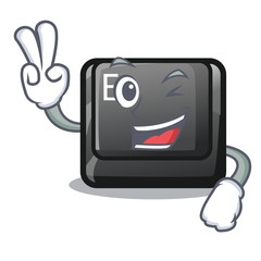 Sticker - Two finger E button attached to cartoon keyboard