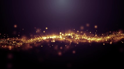 Canvas Print - 4k abstract rendered loop particles gold glitter on black background.