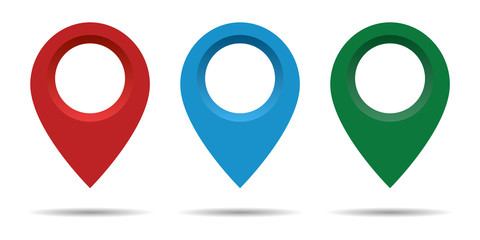 Poster - set of map pointers isolated on white background gps location position marker.