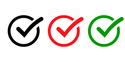 Poster - Set of colored check mark isolated on white background. Symbol of agree. Sign of choice.