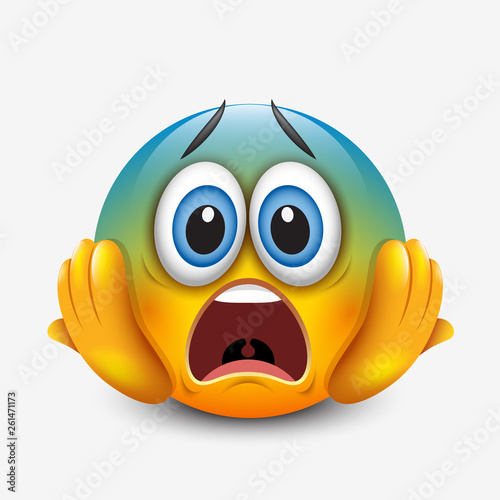 Cuadros en Lienzo Scared emoticon holding head, emoji