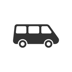 Wall Mural - Passenger minivan sign icon in flat style. Car bus vector illustration on white isolated background. Delivery truck banner business concept.