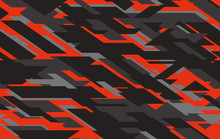 Seamless Fashion Dark Gray And Red Hunting Camo Pattern Vector