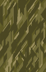 Sticker - Seamless camouflage pattern. Repeating digital dotted hexagonal camo military texture background.