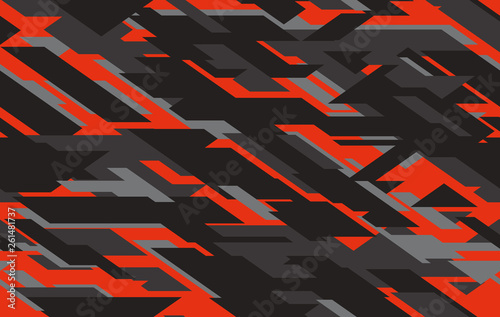 Fotografía Seamless fashion dark gray and red hunting camo pattern vector
