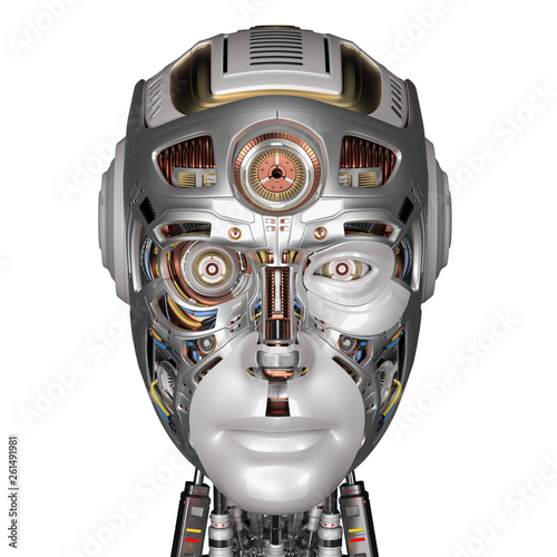 Extremely Detailed Robot Face Or Cyborg Head Front View Isolated On White Background 3d Illustration Stock Illustration Adobe Stock Extremely Detailed Robot Face Or Cyborg Head Front View Isolated On White Background 3d Illustration Stock Illustration Adobe Stock