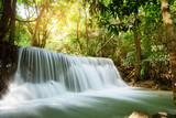Fototapeta Krajobraz - Huai Mae Khamin waterfall at Kanchanaburi , Thailand , beautiful waterfall, forest,