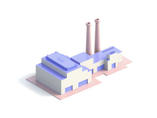 Isometric Industrial Factory Building - 3d Illustration