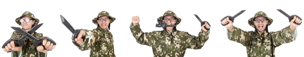 Canvas Print - Funny soldier isolated on white 