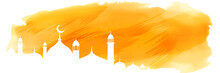 Yellow Watercolor Islamic Banner With Mosque Design