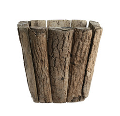 Wall Mural - wooden flower pot planter box isolated on white background