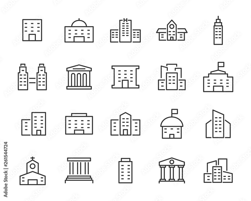 set of building icons, such as city, apartment, condominium, town - obrazy, fototapety, plakaty 