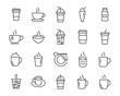 set of coffee icons, such as tea, drinks, cocoa, cup, cafe