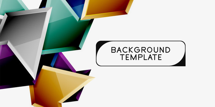 Bright colorful triangular poly 3d composition,abstract geometric background, minimal design, polygonal futuristic poster