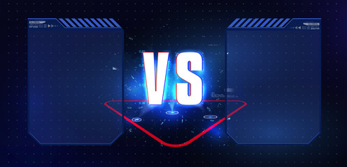 	 VS Versus Blue and red Futuristic design. Battle headline template. Futuristic abstract technology background. Vector 