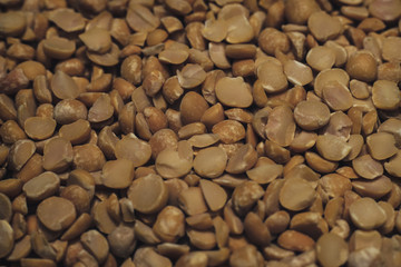 Poster - Сhopped dried peas background. Macro view.